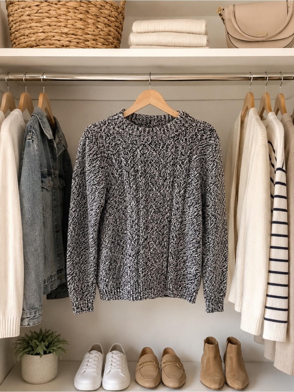 BLACK AND WHITE SWEATER - L